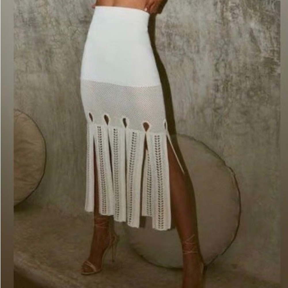 Alexis Kiara Midi Paneled Skirt in white size XS - Picture 2 of 7